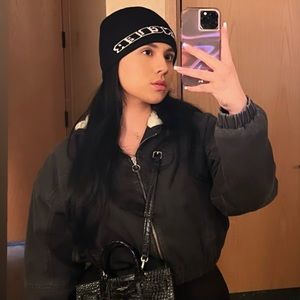 Black washed hoodie/zip up with hoodie detail